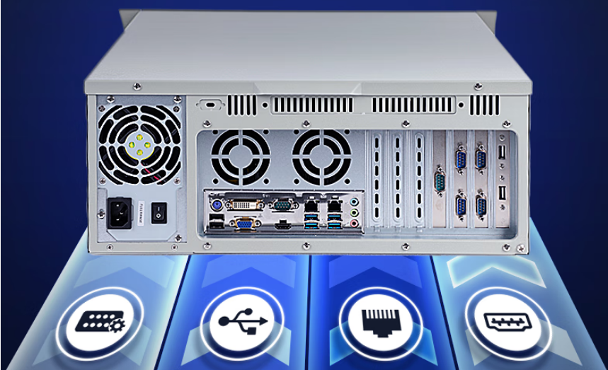 该产品配置了6个串口,13个USB口(内置3个),2个Intel网口以及VGA+DVI+HDMI。接口丰富,种类齐全满足日常工业需求,给用户需求提供了多方面的保障。 该产品配置了6个串口,13个USB口(内置3个),2个Intel网口以及VGA+DVI+HDMI。接口丰富,种类齐全满足日常工业需求,给用户需求提供了多方面的保障。